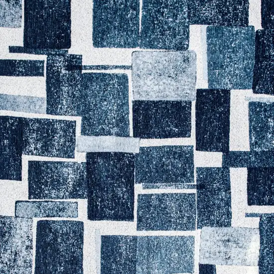 Blue and White Geometric Non Skid Area Rug Photo 6