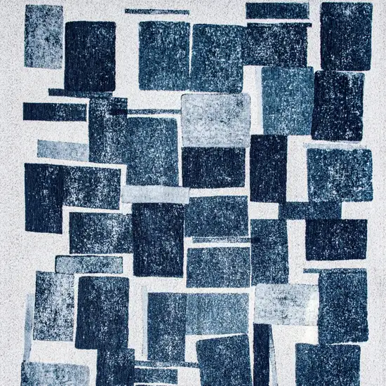 Blue and White Geometric Non Skid Area Rug Photo 7