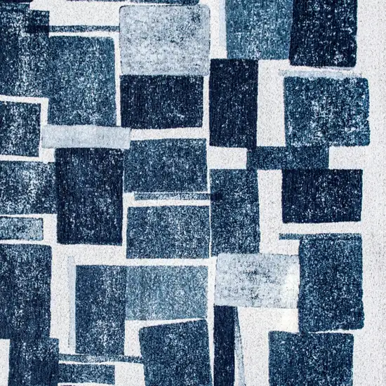 Blue and White Geometric Non Skid Area Rug Photo 6