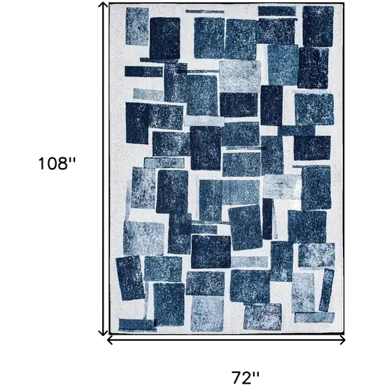 Blue and White Geometric Non Skid Area Rug Photo 3