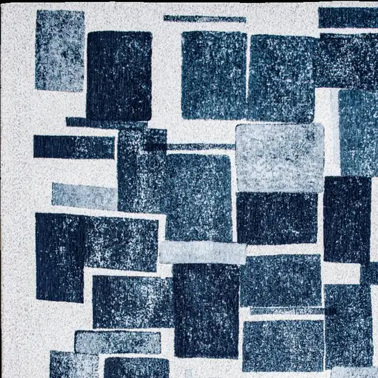 Blue and White Geometric Non Skid Area Rug Photo 6