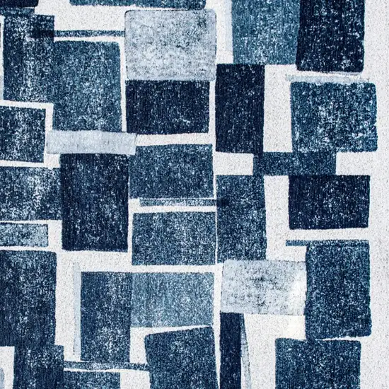 Blue and White Geometric Non Skid Area Rug Photo 6