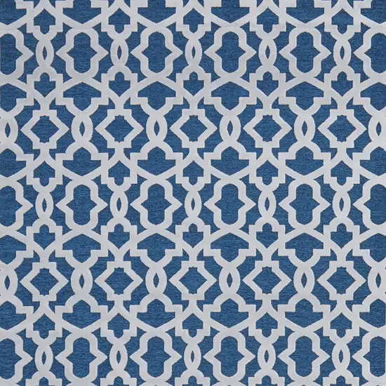 Blue and White Geometric Power Loom Area Rug Photo 7