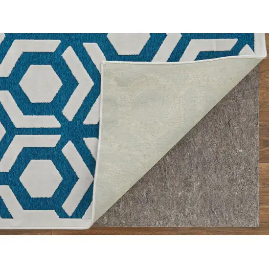 Blue and White Geometric Power Loom Area Rug Photo 5