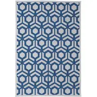 Photo of Blue and White Geometric Power Loom Area Rug