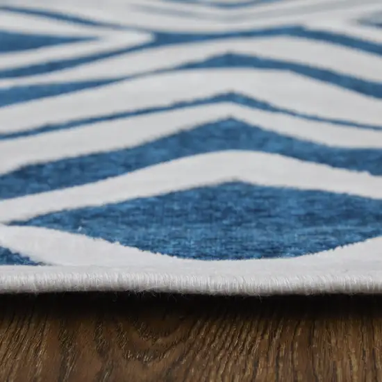 Blue and White Geometric Power Loom Area Rug Photo 4