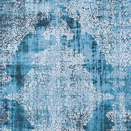 Blue and White Oriental Non Skid Area Rug Photo 6