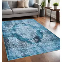 Photo of Blue and White Oriental Non Skid Area Rug