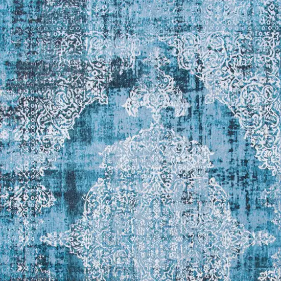 Blue and White Oriental Non Skid Area Rug Photo 6