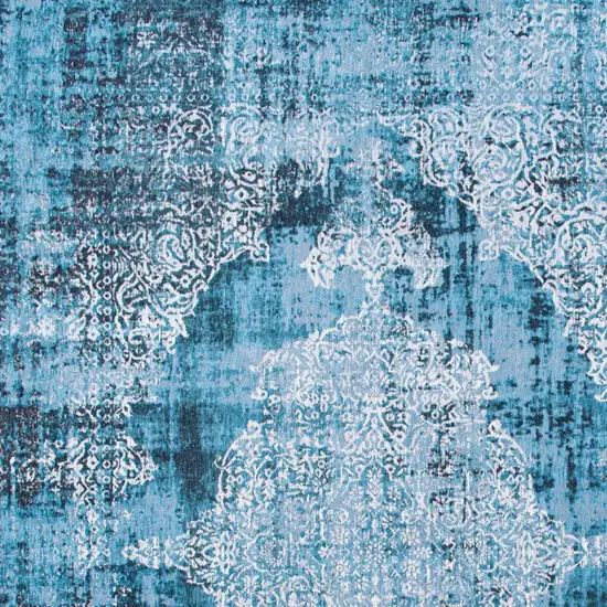 Blue and White Oriental Non Skid Area Rug Photo 6