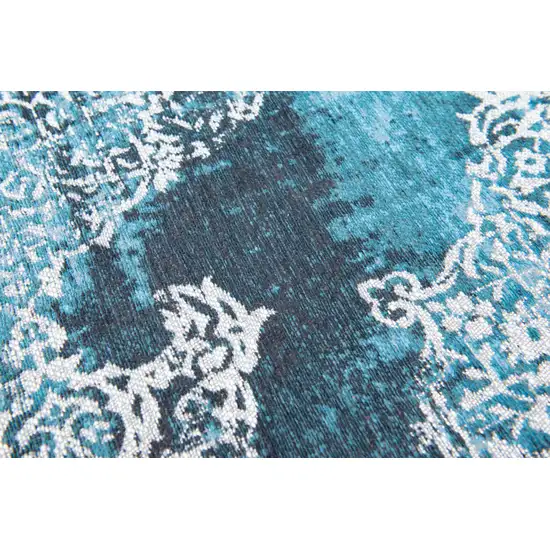 Blue and White Oriental Non Skid Area Rug Photo 5