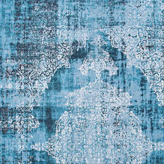 Blue and White Oriental Non Skid Area Rug Photo 6