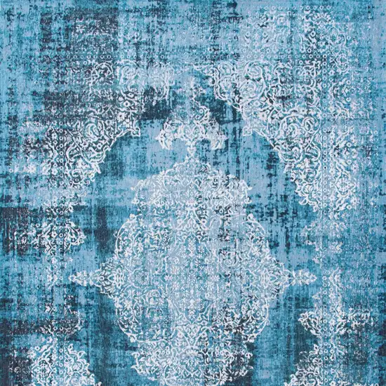 Blue and White Oriental Non Skid Area Rug Photo 7