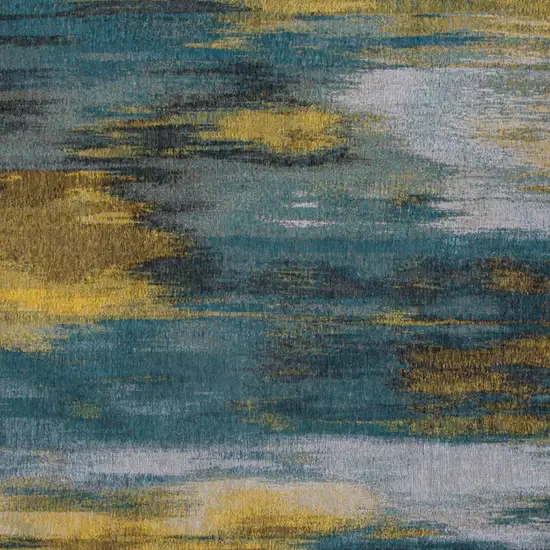 Blue and Yellow Abstract Non Skid Area Rug Photo 5