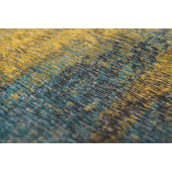 Blue and Yellow Abstract Non Skid Area Rug Photo 8