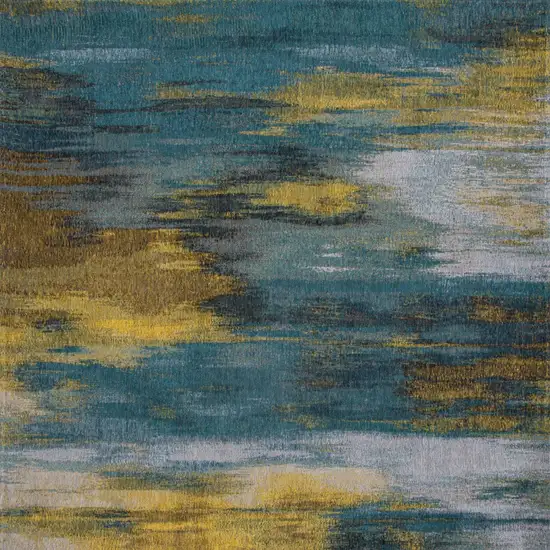 Blue and Yellow Abstract Non Skid Area Rug Photo 6