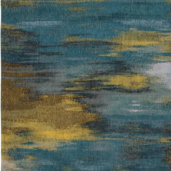 Blue and Yellow Abstract Non Skid Area Rug Photo 5