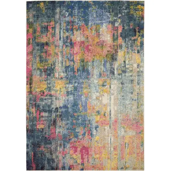 Blue and Yellow Abstract Power Loom Area Rug Photo 2