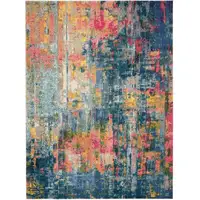 Photo of Blue and Yellow Abstract Power Loom Area Rug