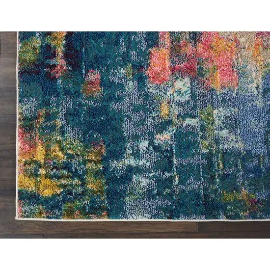 Blue and Yellow Abstract Power Loom Area Rug Photo 3