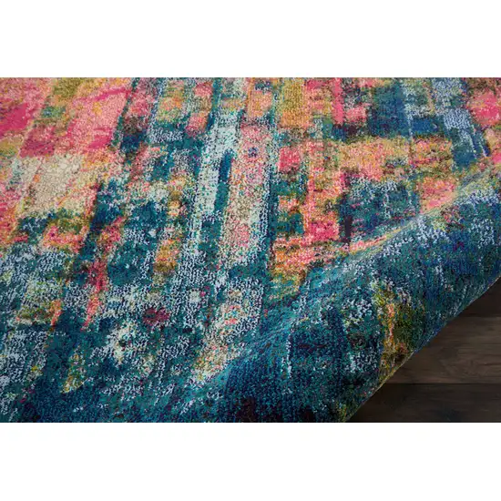 Blue and Yellow Abstract Power Loom Area Rug Photo 4