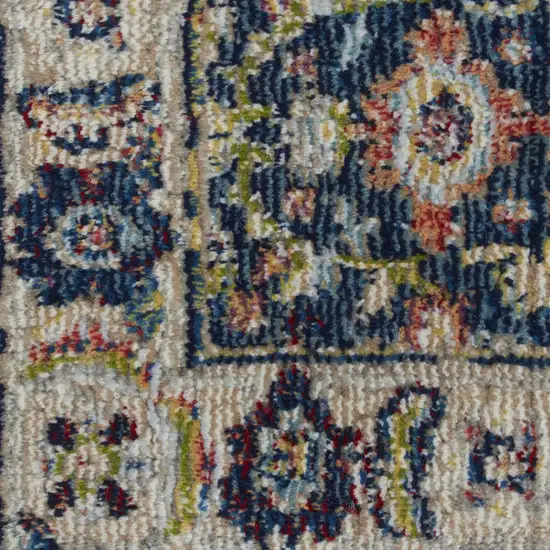 Blue and Yellow Floral Distressed Non Skid Area Rug Photo 5