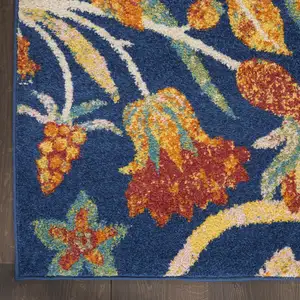 Photo of Blue and Yellow Floral Power Loom Area Rug