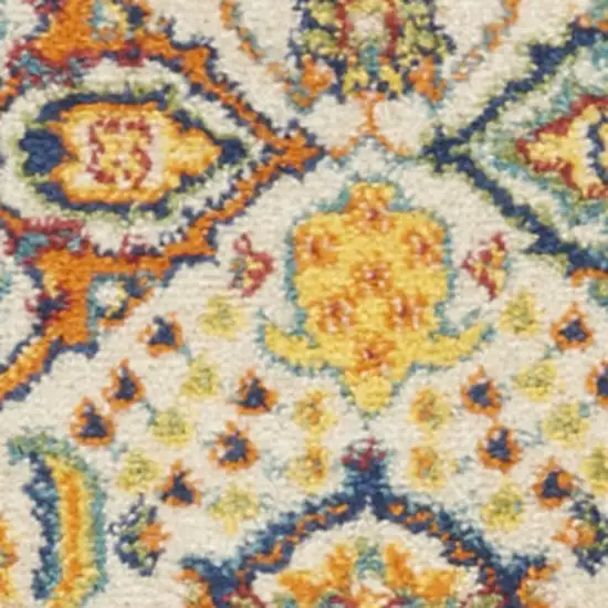 Blue and Yellow Floral Power Loom Runner Rug Photo 8