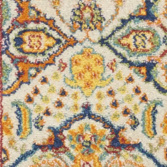 Blue and Yellow Floral Power Loom Runner Rug Photo 9