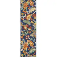 Photo of Blue and Yellow Floral Power Loom Runner Rug