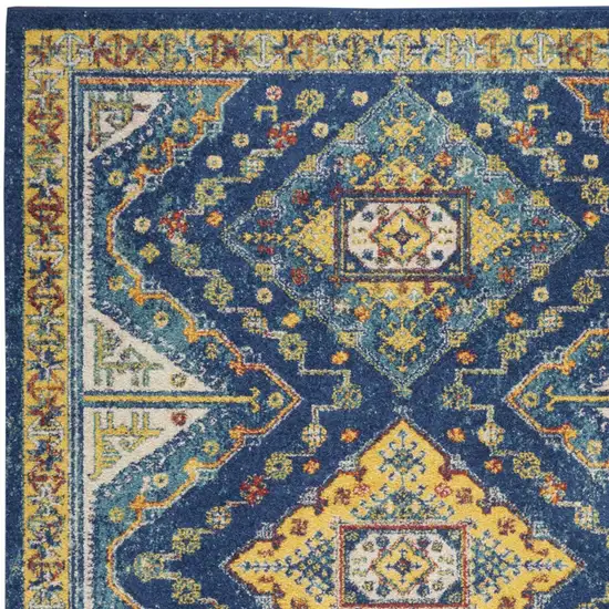 Blue and Yellow Geometric Power Loom Area Rug Photo 9