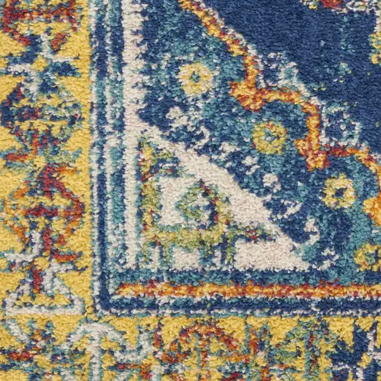 Blue and Yellow Geometric Power Loom Area Rug Photo 5