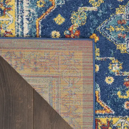 Blue and Yellow Oriental Power Loom Area Rug Photo 6