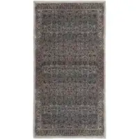 Photo of Blue and Yellow Oriental Power Loom Distressed Washable Non Skid Area Rug