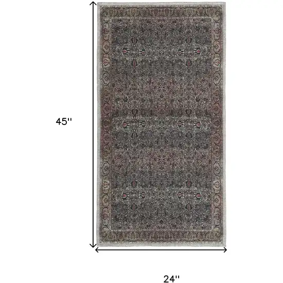 Blue and Yellow Oriental Power Loom Distressed Washable Non Skid Area Rug Photo 3