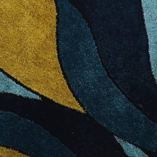 Blue and Yellow Shag Hand Tufted Area Rug Photo 4