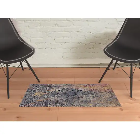 Blue and Yellow Southwestern Power Loom Area Rug Photo 3