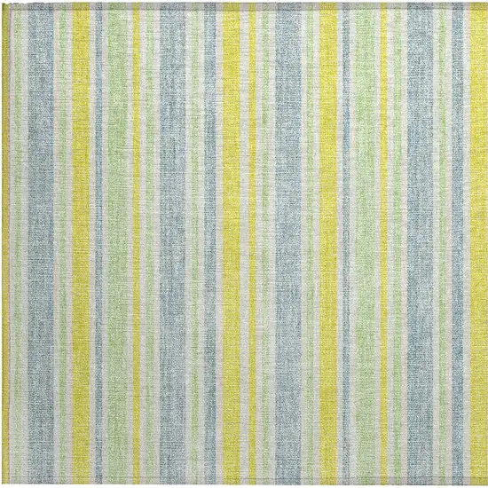 Blue and Yellow Striped Washable Non Skid Indoor Outdoor Area Rug Photo 7