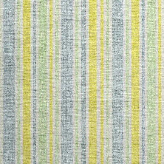 Blue and Yellow Striped Washable Non Skid Indoor Outdoor Area Rug Photo 6