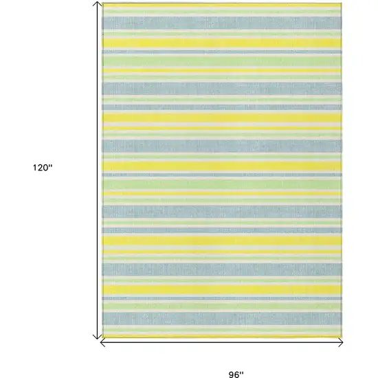 Blue and Yellow Striped Washable Non Skid Indoor Outdoor Area Rug Photo 3