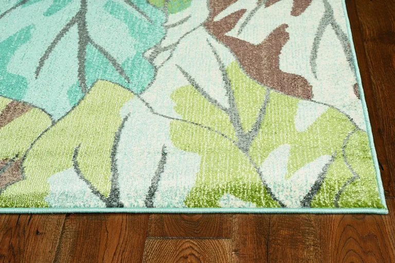 Blue or Green Leaves Area Rug Photo 4