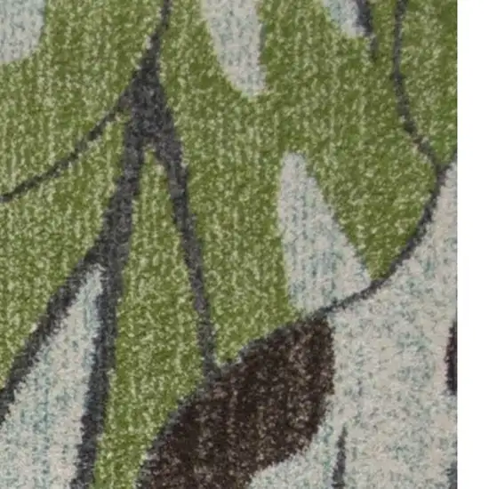 Blue and Green Botanical Leaves Area Rug Photo 8