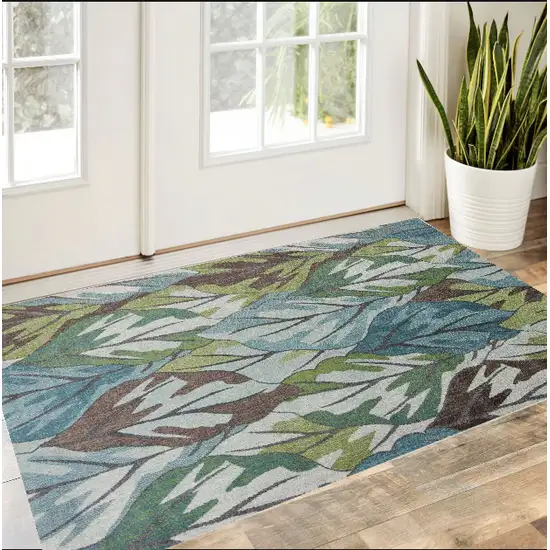Blue Or Green Leaves Area Rug Photo 1