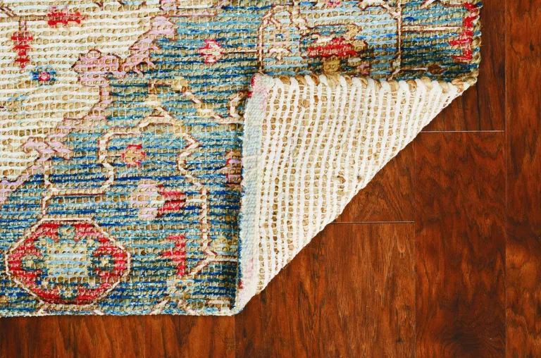 Blue or Red Vintage Diamond Jute Area Rug Photo 4