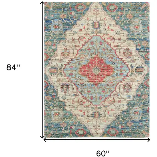 Blue Or Red Vintage Diamond Jute Area Rug Photo 3