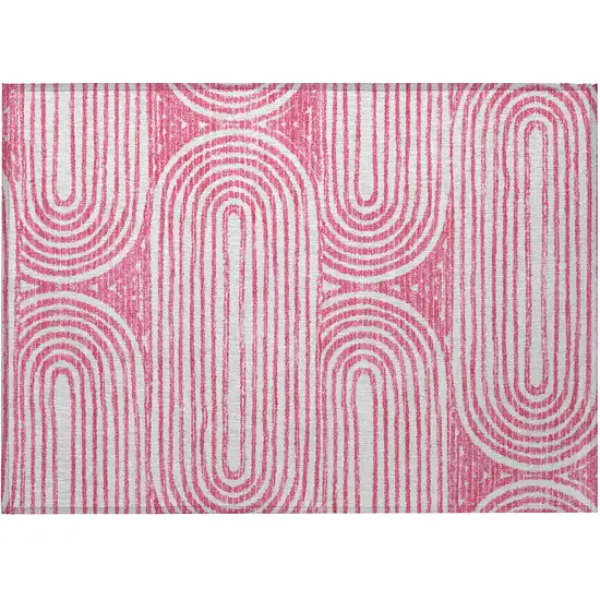 Blush Abstract Washable Non Skid Indoor Outdoor Area Rug Photo 5