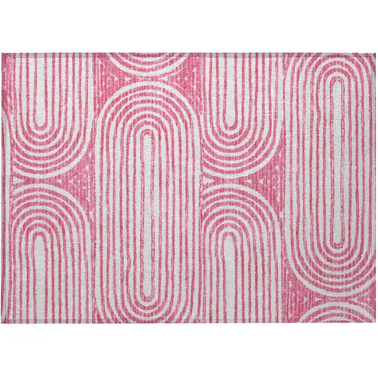 Blush Abstract Washable Non Skid Indoor Outdoor Area Rug Photo 4