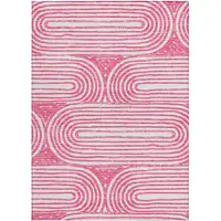 Photo of Blush Abstract Washable Non Skid Indoor Outdoor Area Rug