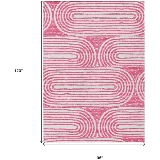 Blush Abstract Washable Non Skid Indoor Outdoor Area Rug Photo 3