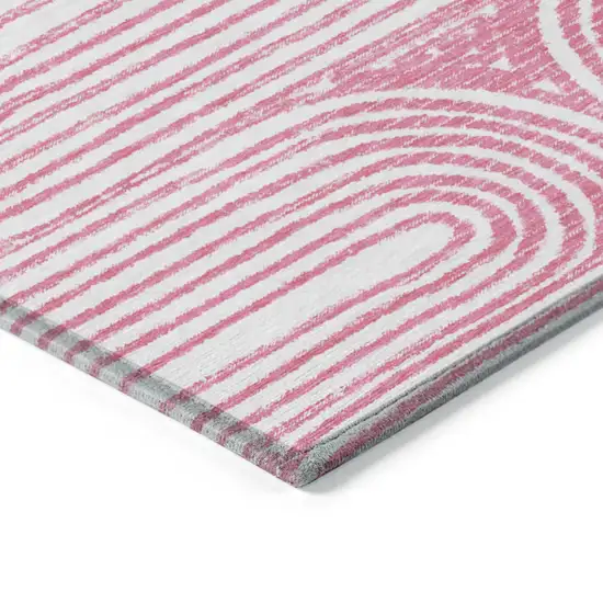 Blush Abstract Washable Non Skid Indoor Outdoor Area Rug Photo 7